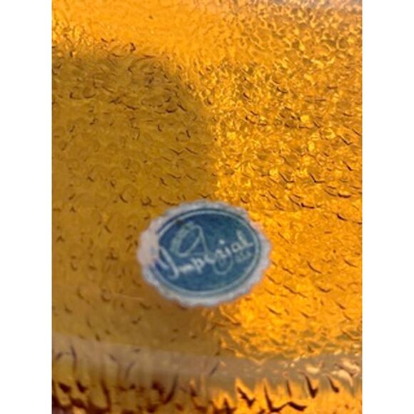 Vintage Imperial Co. Amber Glass Serving Bowl Textured Weighted Serveware - Picture 5 of 11